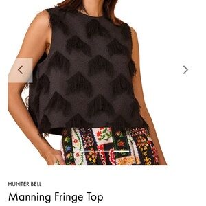 Hunter Bell Black Fringe Crop Top